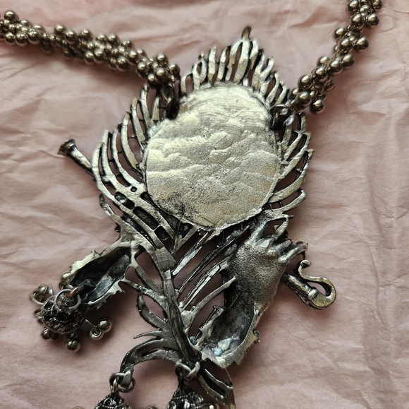 Vintage peacock necklace and earrings set - Picture 4 of 5